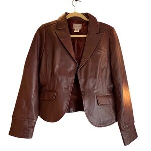 Philippe Adec Women's Rich Brown Leather Blazer